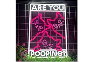 Sign Lamp are You Pooping?Neon Sign Three Cat Personalized Dimmable Light for Home Bathroom Bar Toilet Shop Hotel Decor