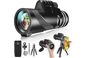 EULLSI 80x100 HD Telescope, High Power Monocular for Adults with Smartphone Adapter & Tripod, Night Vision Monocular for Hunting Star Bird Watching Wildlife Camping Hiking (Black)