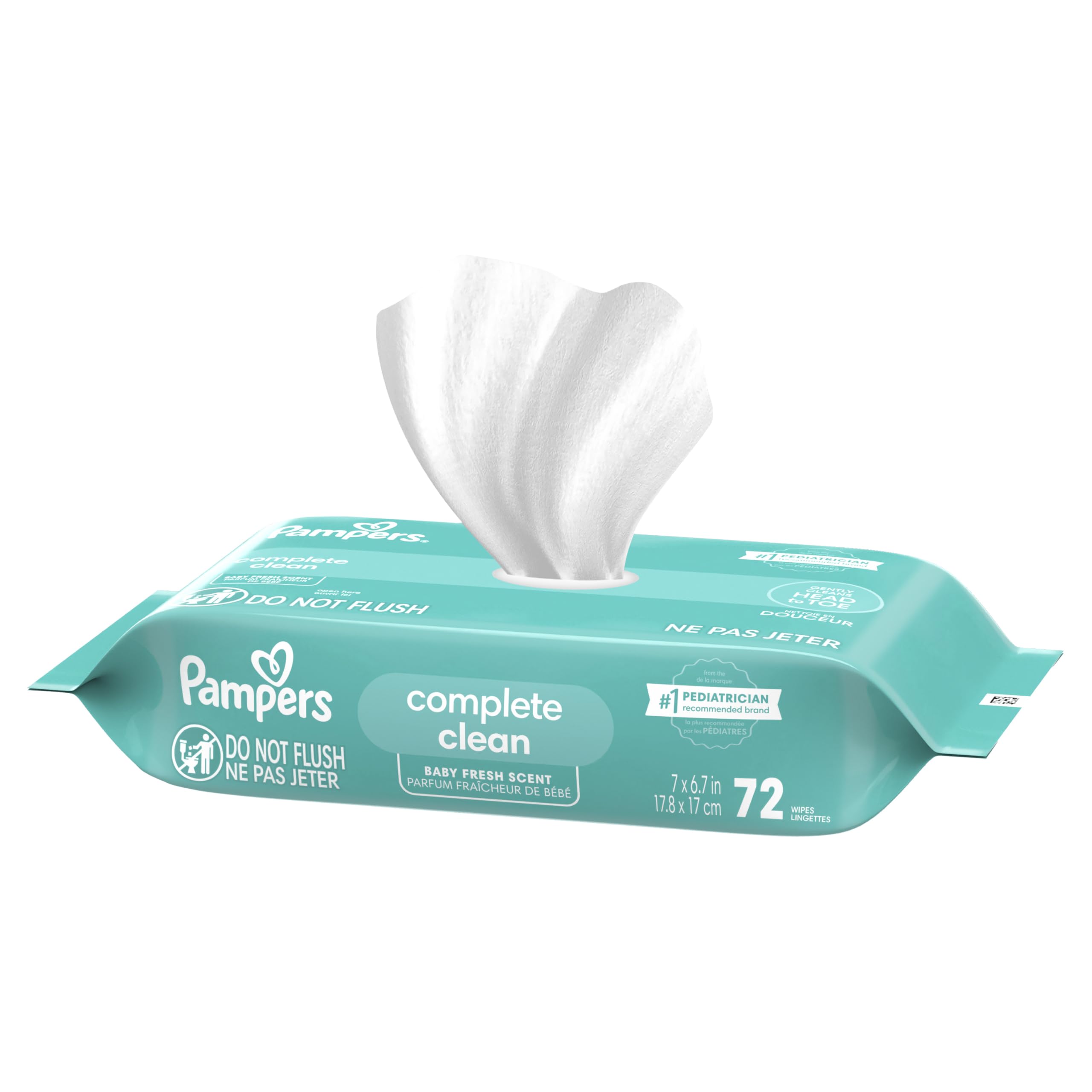 Pampers Baby Wipes, Complete Clean Baby Fresh Scented Wipe, Gently Cleans Head to Toe, 864 Total (12 Flip-Top Packs)