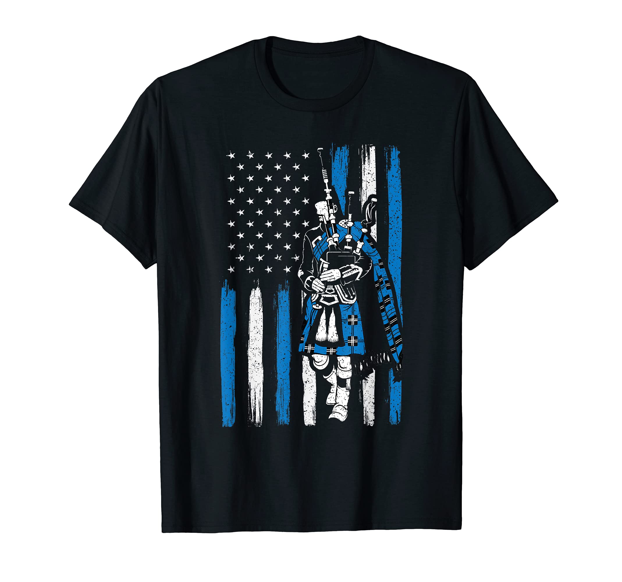 Piper on us flag bagpiper bagpipe bagpipes player T-Shirt