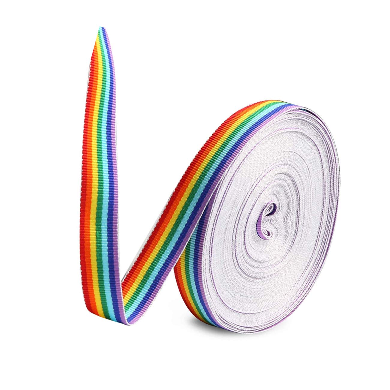GANGYUAN 10M Rainbow Ribbon, Multicolored Grosgrain Double Sided Fabric Ribbon for Arts, Crafts, DIY, Gift Wrapping, Wedding, Birthday Party Decoration — image 1