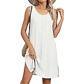 AELSON Women's Sleeveless Swimsuit Coverup 2025 Loose Beach Vacation Swimwear Cover Ups Summer Mini Dress Sundresses
