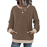 WIHOLL Crewneck Sweatshirts Women Long Sleeve Tops Fall Fashion 2026 Winter Clothing Pullover with Pockets S-2XL