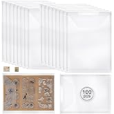 Tinlade 100 Pcs Stamp and Die Storage Pockets, 5-5/8" X 7-3/8" | Clear Stamp Holder Die Cut Storage Sleeves Organizer