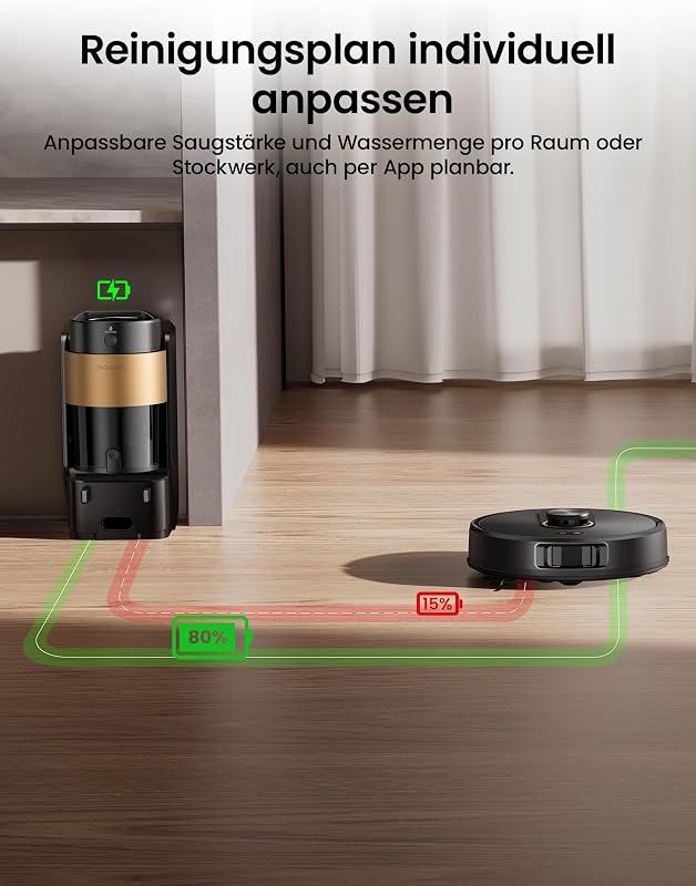 Q20 Saugroboter mit Wischfunktion, 10000 Pa Saugkraft 200 min Staubsauger Roboter mit Absaugstation, Hindernisvermeidung, 3-in-1 Saug und Wischroboter für Tierhaare, Teppiche, Hartböden