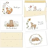 Gooji 4x6 Woodland Thank You Cards with Envelopes (Bulk 20-Pack) Matching Peel-and-Seal Envelopes Assorted Bulk, Watercolor Birthday Party, Baby Shower, Weddings, Greeting, Blank Notes Stationary