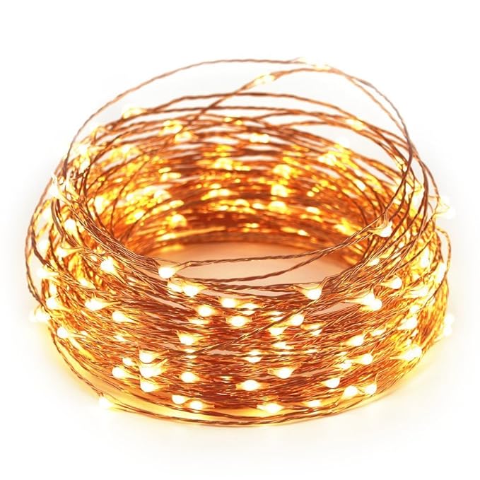 LTETTES 15M 50FT 150 LED Warm White USB Powered Copper String LED Decorative Lights