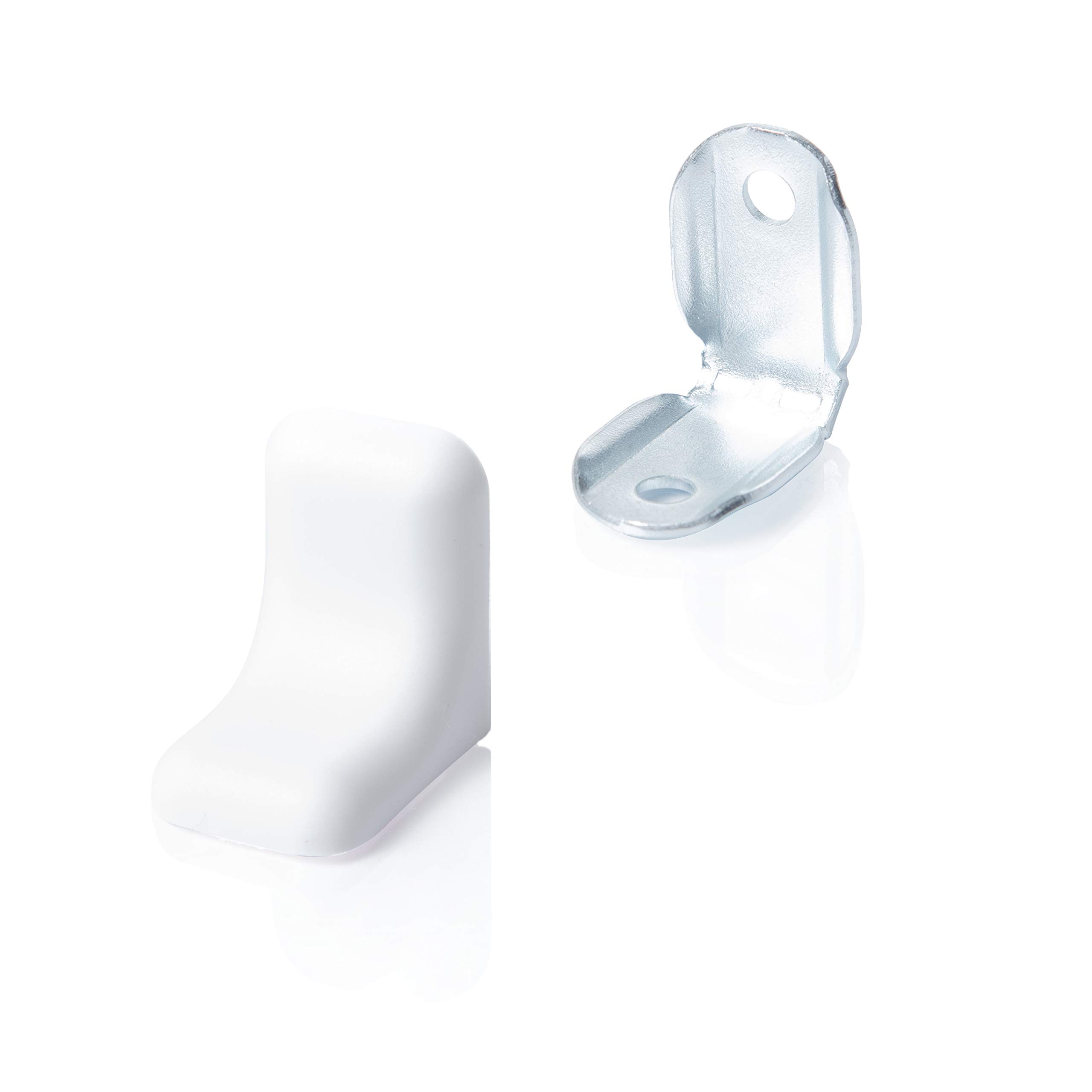 20 x Metal Zinc Plated Corner Brace Bracket/Furniture Joint Connector with Cover | Sossai BT2 | Colour: White