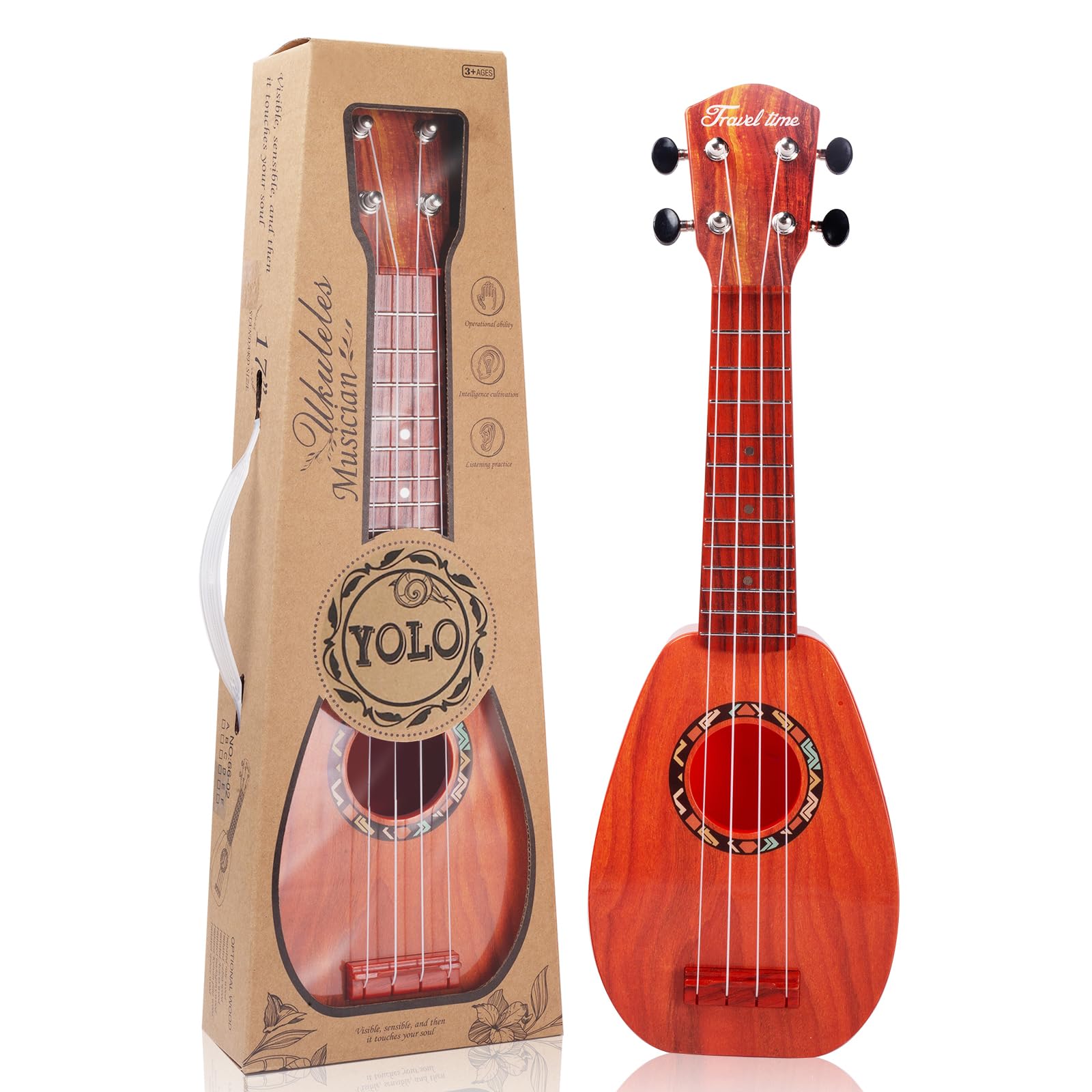 YOLOPLUS+ 17 Inch Kids Ukulele Guitar Toy 4 Strings