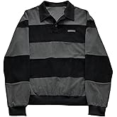 SOLY HUX Men's Long Sleeve Color Block Oversized Sweatshirt Collared Knitted Shirt Pullover Streetwear