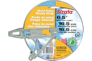 Ben-Mor Strata Outdoor Clothesline Pulley - 6.5'' Heavy Duty Metal, Rustproof Silver Pulley for Clothes Line Outdoors, Outdoor Laundry Line Pulley for Clothes, Coats, Blankets, & More (1 Unit)
