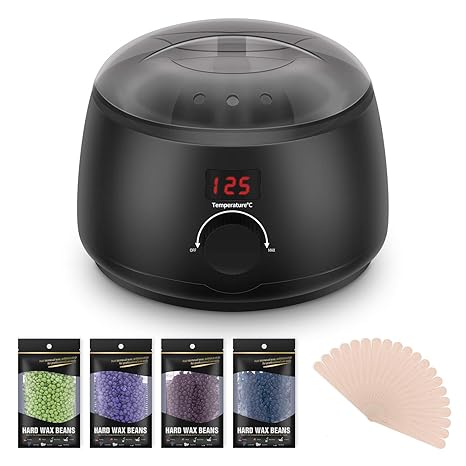 Wachswärmer Set LED elektronische Temperaturregelung Wax enthaarung Kit einstellbar mit ätherischen Ölen Bienenwachs 500ml vo