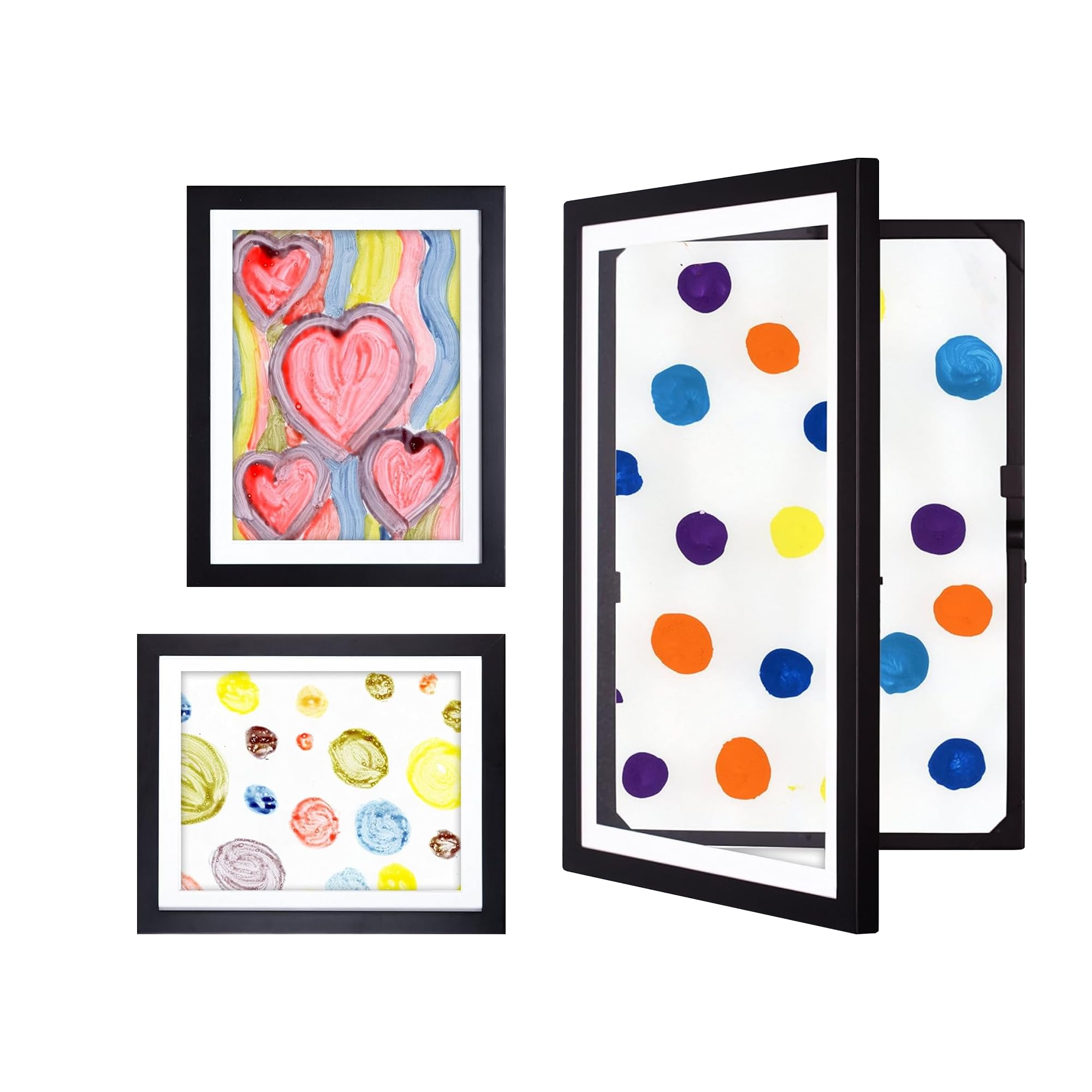Photo 1 of Dynamic Frames Li'l Davinci Front-Open Art Frame Set -12x18, 9x12, and 8.5x11; Stores 50 Creations Per Frame; Changeable Kids Art Frames EZ-Hang Hardware Included; Black