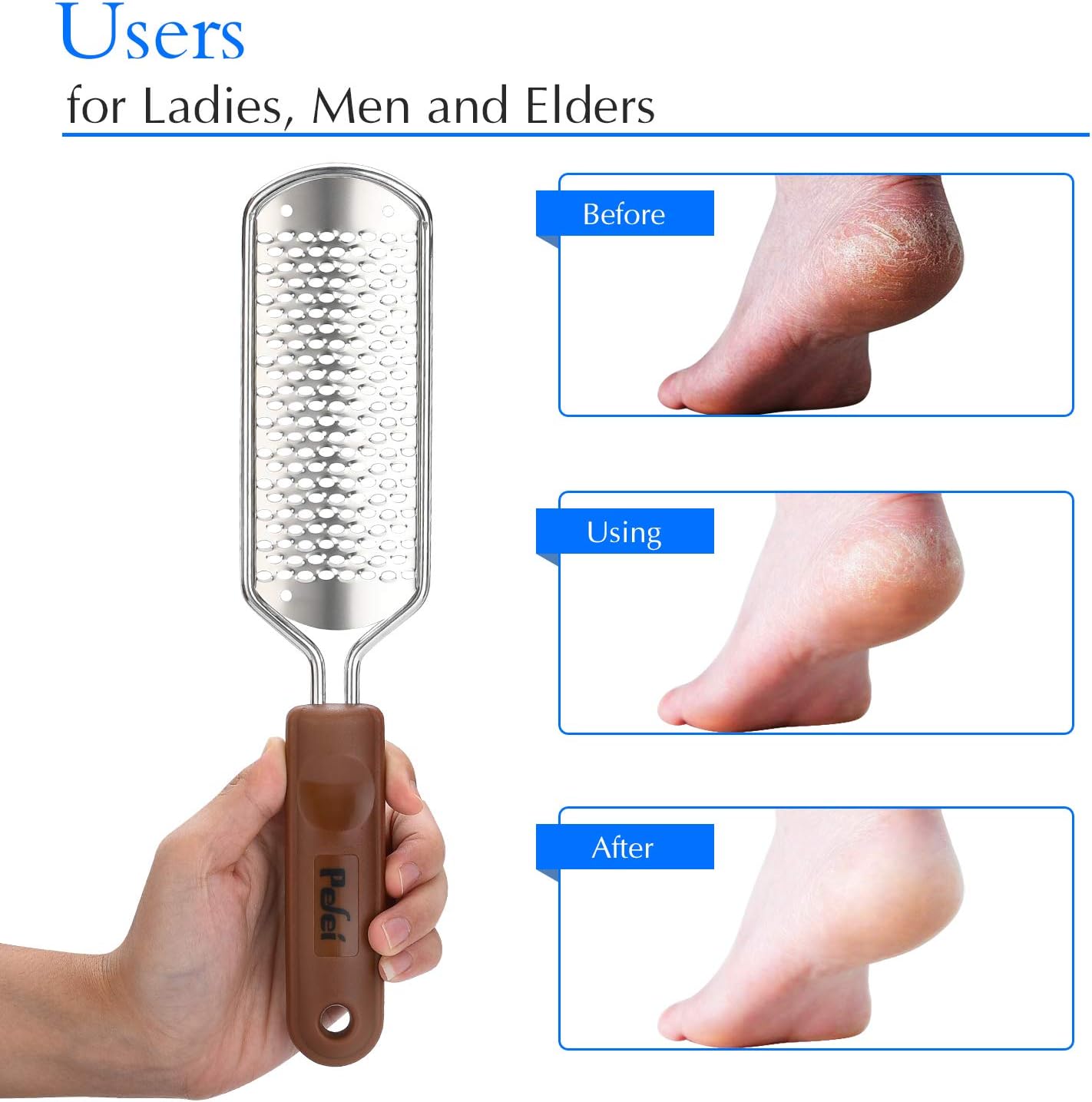 Professional Pedicure Foot File, Colossal Stainless Steel Detachable Foot Scrubber, Hard Skin Removers Pedicure Rasp for Wet and Dry Feet: Health & Personal Care