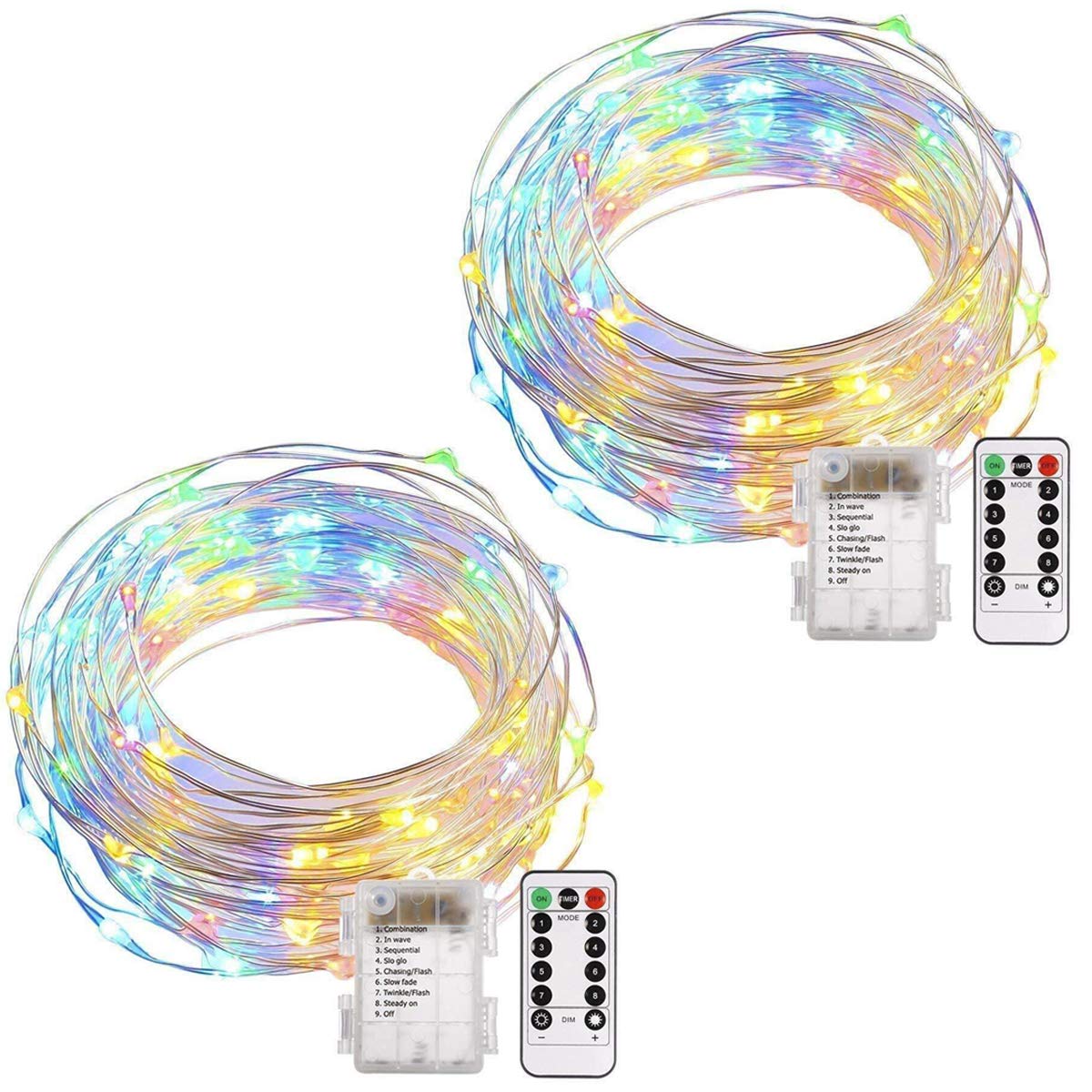 String Lights, ECOWHO 8 Modes 200 LED Fairy Lights with Remote Control, IP67 Waterproof Starry Lights for Garden Bedroom Party (Warm White)