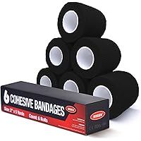 RISEN Cohesive Bandage 2” x 5 Yards, 6 Rolls, Self Adherent Wrap Medical Tape, Adhesive Flexible Breathable First Aid…