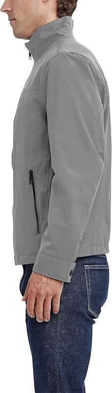 Chaqueta de golf ligera para hombre con cierre completo y elástico para exteriores, Gris nube., XXL