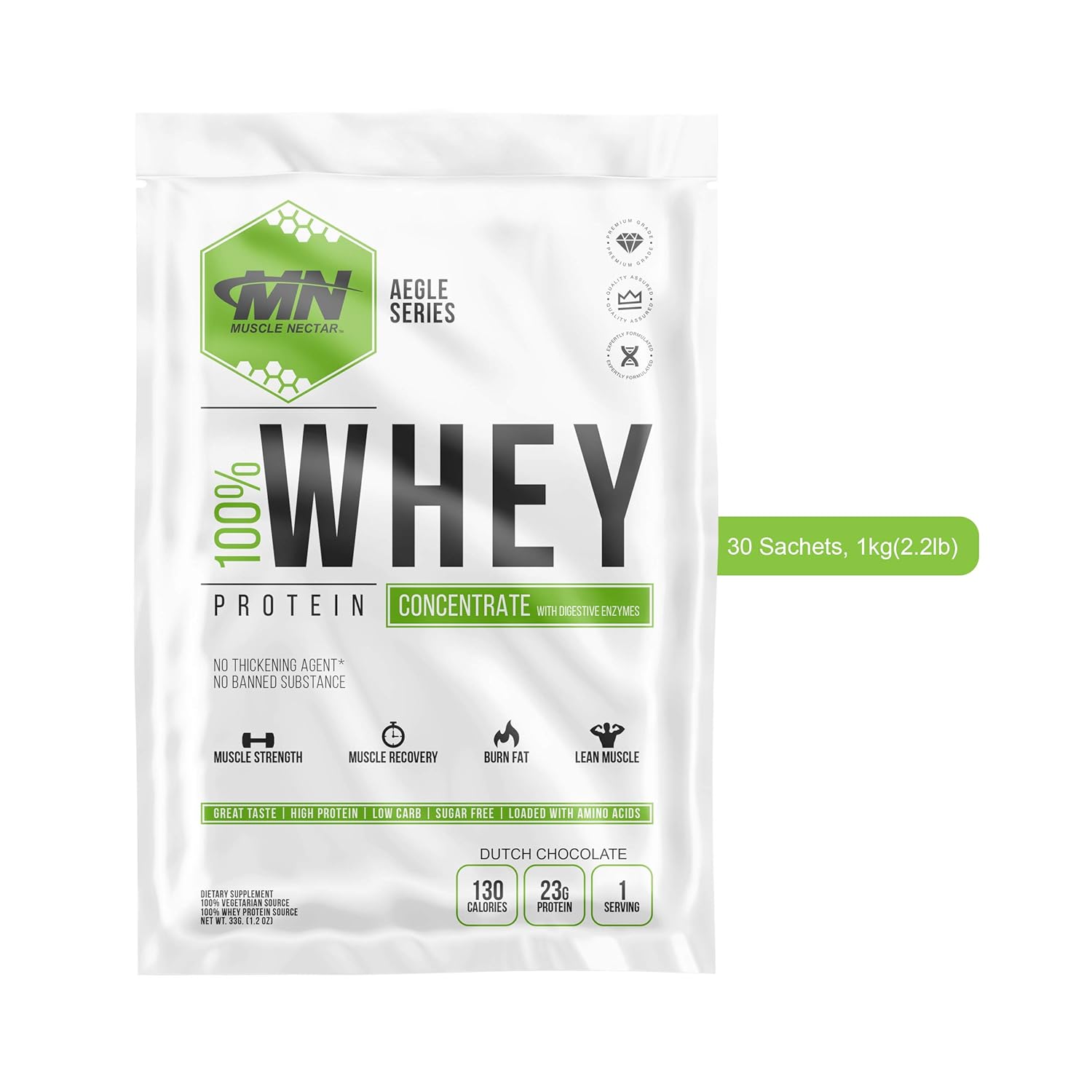 Muscle Nectar (MN) 100 Whey Protein Concentrate with Digestive Enzymes