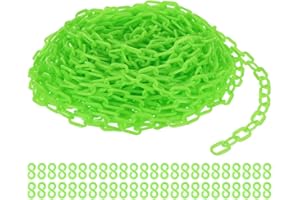 PATIKIL Plastic Chain Links, 100 Foot Safety Barrier Chain Green for Crowd Control, Queue Line, Parking, Fence, Gate, Concert, Construction Site and Decoration