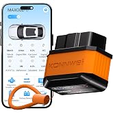 KONNWEI OBD2 Bluetooth Scanner Engine Code Reader w/Power ON/Off Button | Wireless Car Scanner w/Battery voltage Test Live Data Stream Freeze Frame I/M Readiness for iOS &amp; Android