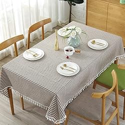 meioro Tablecloth Striped Fringe Table Cloth