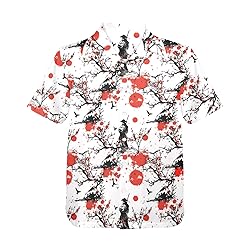 HUGLAZY Warrior Samurai Shirt Mens Hawaiian Shirts