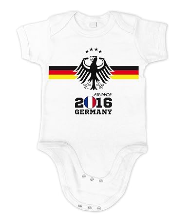 Artdiktat Baby Organic Bodysuit - Fan Strampler - EM 2016 Frankreich - Trikot Ersatz - inkl. Wunschname und Nummer