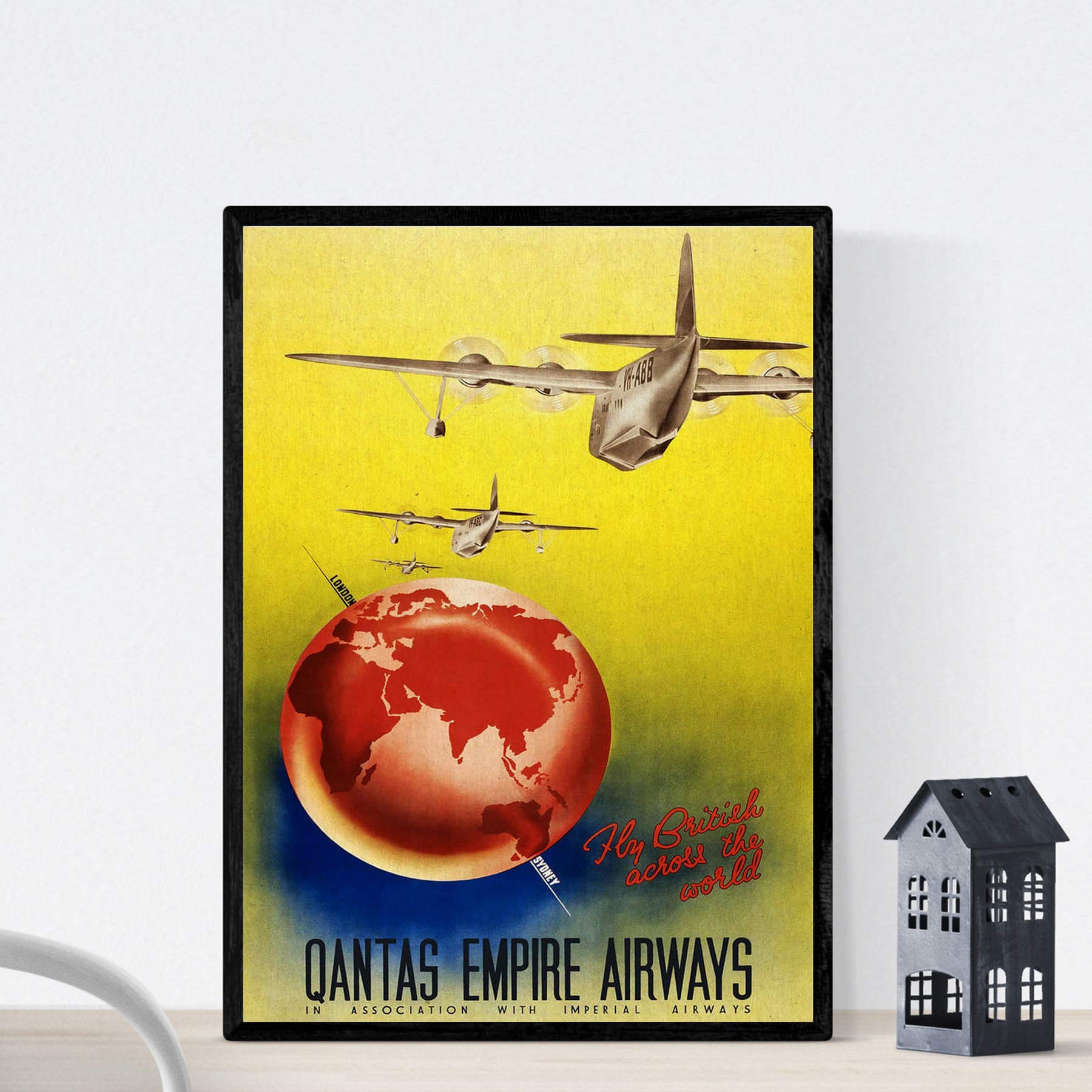 Nacnic Vintage Poster Vintage poster advertising. AIRLINE Australian. A3 size