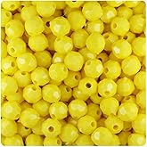 BeadTin Yellow Opaque 8mm Faceted Round Craft Beads (450pcs)