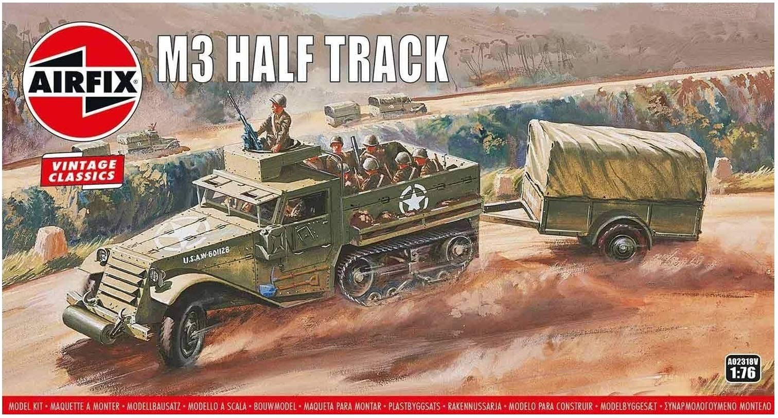 Airfix Vintage Classics Set - A02318V M3 Half-Track - Plastic Model Motor Vehicle Kits for Adults & Children 8+, Set Includes 54 Pieces, Sprues & Decals - 1:76 Scale Model Vehicle Set — image 1