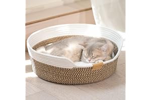 CHEERHOME PETS Cat Bed Basket with Cushion, Cute Pet Bed for Indoor Cats Couch, Kitten Bed for Medium and Large Cat, All Seas