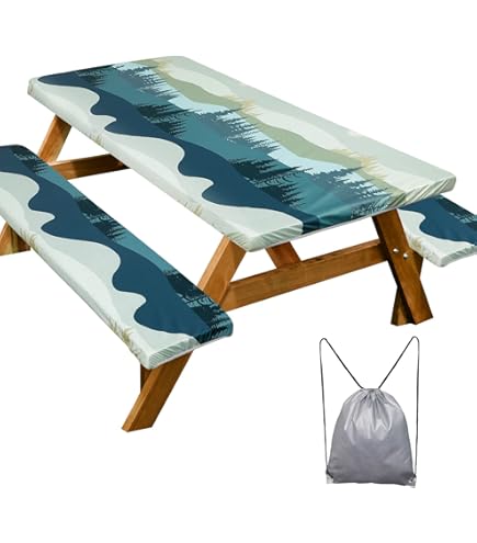 Housse De Table De Pique-nique Rectangulaire Imperméable De 187,8 Cm - 182,9 Cm - Noir - Pour Table De Terrasse, Banc De Camping, Hiver Et Extérieur