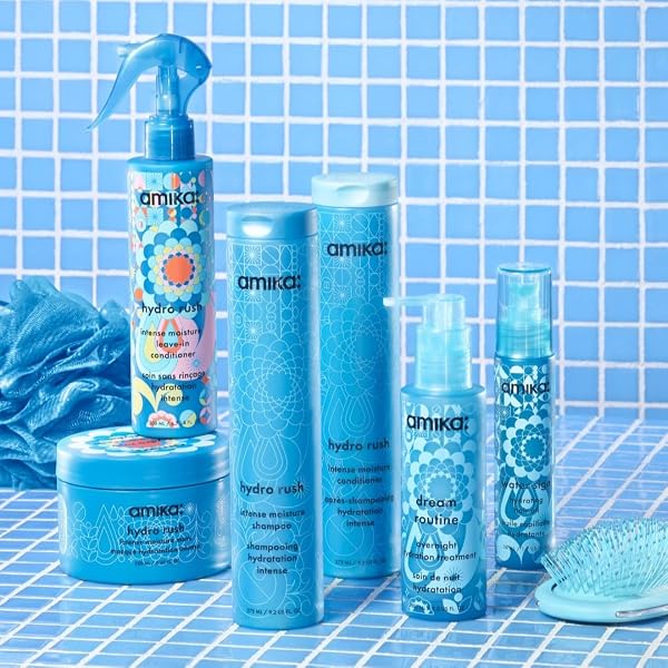 AMIKA HYDRO RUSH INTENSE MOISTURE CONDITIONER WITH HYALURONIC ACID, 275ML | FOR DRY, TEXTURED, OR COARSE HAIR TYPES 2A-4C, LONG-LASTING HYDRATION, COLOR-SAFE, KERATIN + CHEMICALLY TREATED SAFE