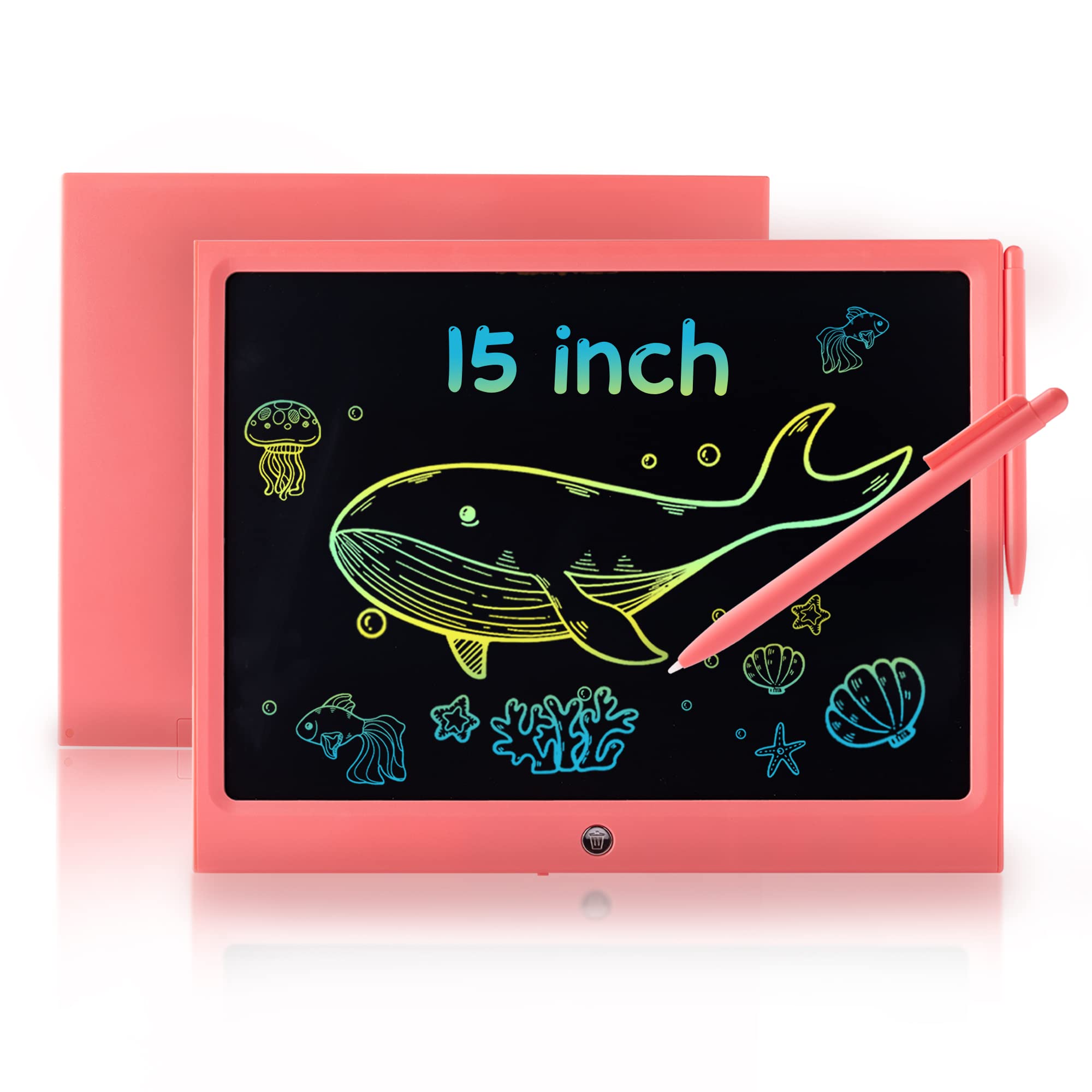 LCD Writing Tablet Kids Toys 15 inch Electronic Writing Digital eWriter Handwriting Doodle Board Gift for Kids & Adults Home School Office Drawing Pad Gifts (Pink)