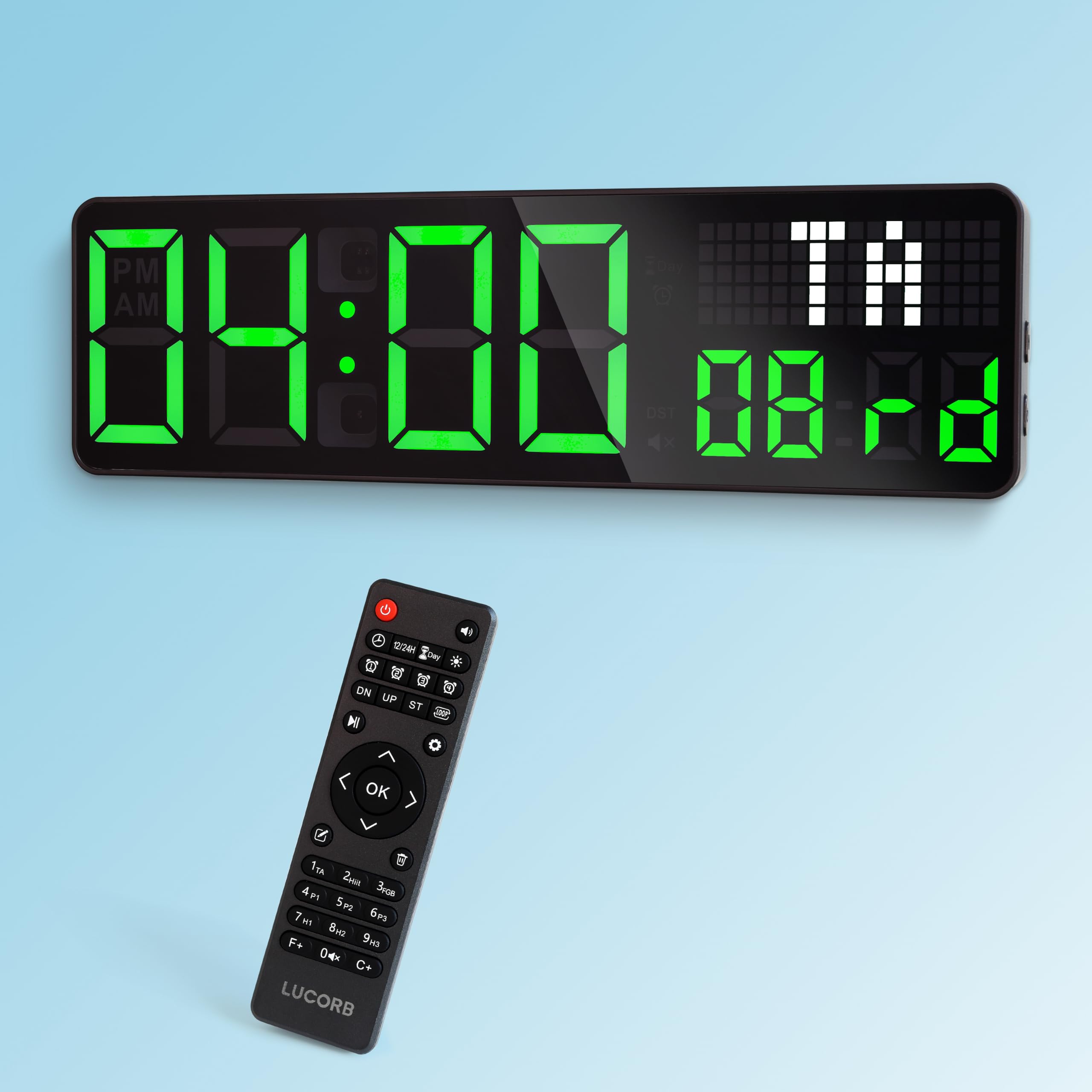 Photo 1 of Gym Timer,12'' Digital Wall Clock with Seconds Date for Home Gym, 5 Display Modes |4 Alarms | Remote Control Interval Workout Countdown Timer/Stopwatch for Classroom Office Living Room