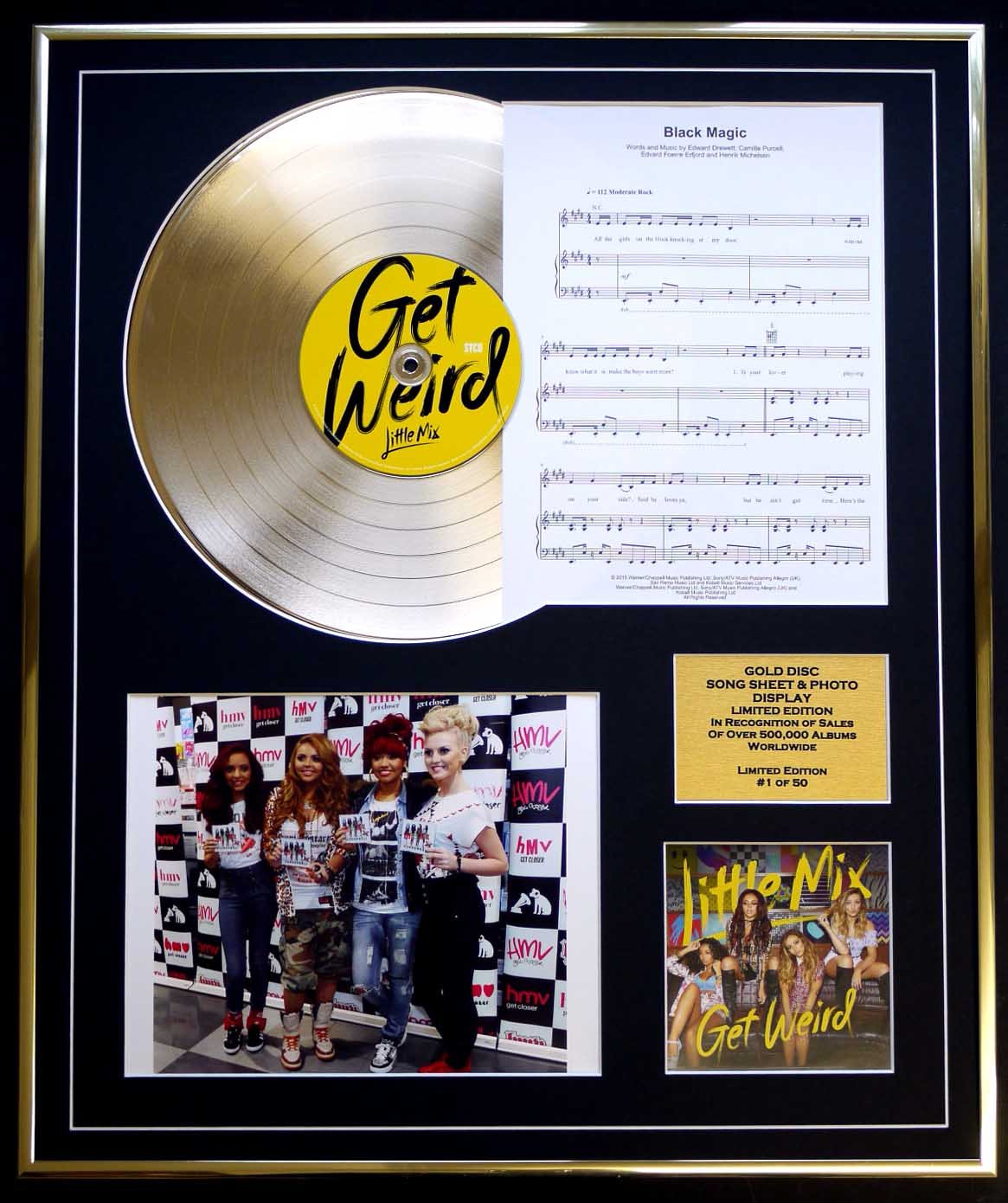 LITTLE MIX/CD GOLD DISC, SONG SHEET & PHOTO DISPLAY/LTD. EDITION/COA/ALBUM GET WEIRD/SONG SHEET BLACK MAGIC