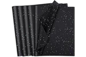 woric 135 Sheets Black Tissue Paper for Gift Bags 20 x 14 Inch Glitter Tissue Paper Bulk with Sparkle for Gift Wrap Crafts DIY Project Birthday Christmas Decor