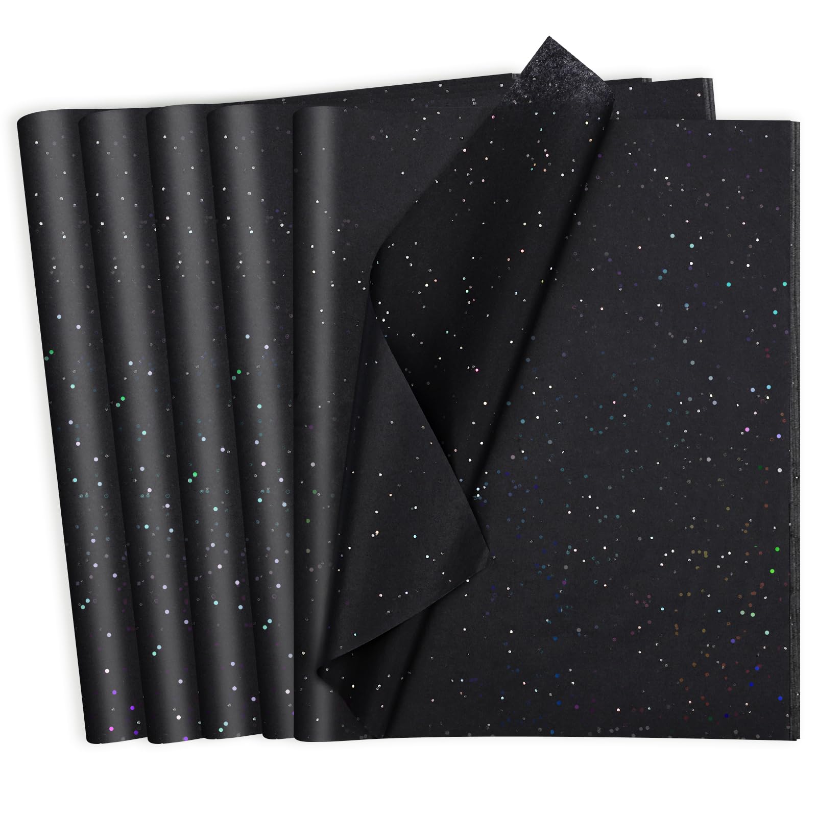 Photo 1 of 135 Sheets Black Tissue Paper for Gift Bags 20 x 14 Inch Glitter Tissue Paper Bulk with Sparkle for Halloween Gift Wrap Crafts DIY Project Birthday Decor