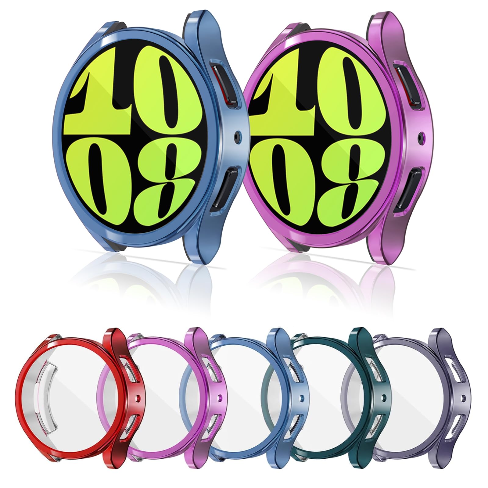 [5Pack] for Samsung Galaxy Watch 6 Screen Protector Case 40mm Accessories, Protective Face Cover for 40 mm, Soft Bumper Face Covers for Women Men (40mm, 5 Colors)
