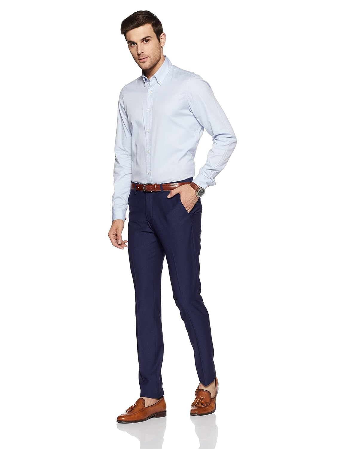 arrow new york men's pleat-front poly viscose formal trousers