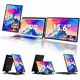 FQQ 15.6" Detachable Laptop Screen Extender, FHD 1080P IPS Dual/Triple Portable Monitor for Laptop, USB-C/HDMI Plug & Play, Multi/Extra Travel Display Computer Monitor for 12-18.5" Win/Mac/Android-S9H