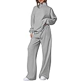 PRETTYGARDEN Womens Casual Two Piece Sets Fall 2026 Outfits Quarter Zip Sweatshirts Straight Leg Pants Sweatsuits Tracksuit