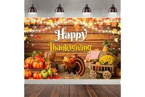 ANSOUFIEN Thanksgiving Decorations Banner – 71" x 43" Fall Harvest Banner with Pumpkins, Turkey, Autumn Leaves, and Thanksgiving Decor for Indoor & Outdoor Celebrations