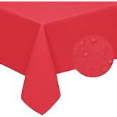 Easy-Going Waterproof Faux Linen Tablecloth, Rectangle, 52x70in, Red | Stain Resistant Tablecloth, Spill-proof, Wrinkle Free, Cloth For Dining Tables, Buffet Parties and Camping