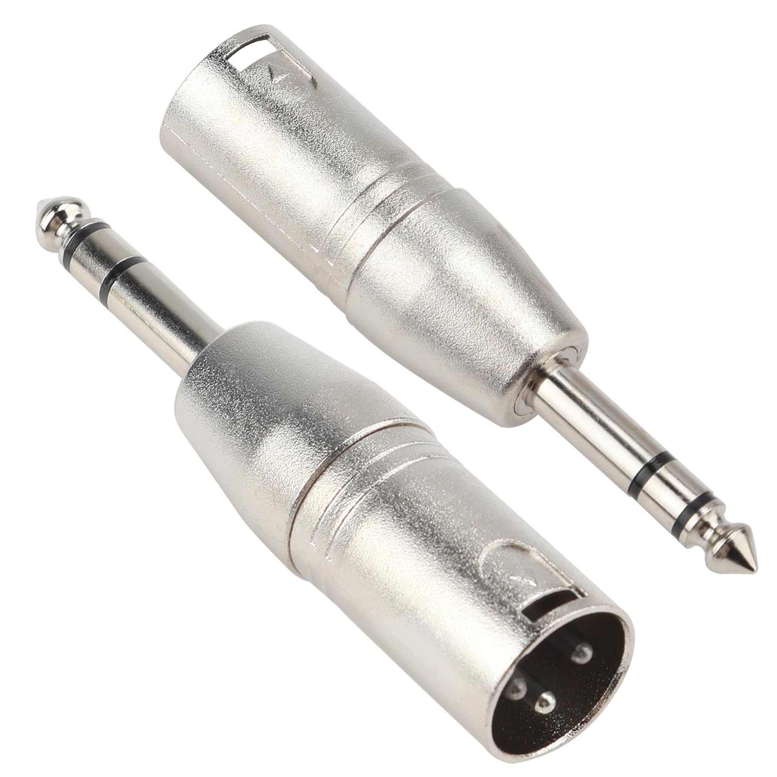XLR 6.35mm Jack Adapter, 2 Pack 1/4" TRS Male to XLR Female Stereo Balanced Audio Metal Connector 3 Pin TRS Plug Gender Changer for Mixers Amplifiers Studio Monitors Microphone Converter