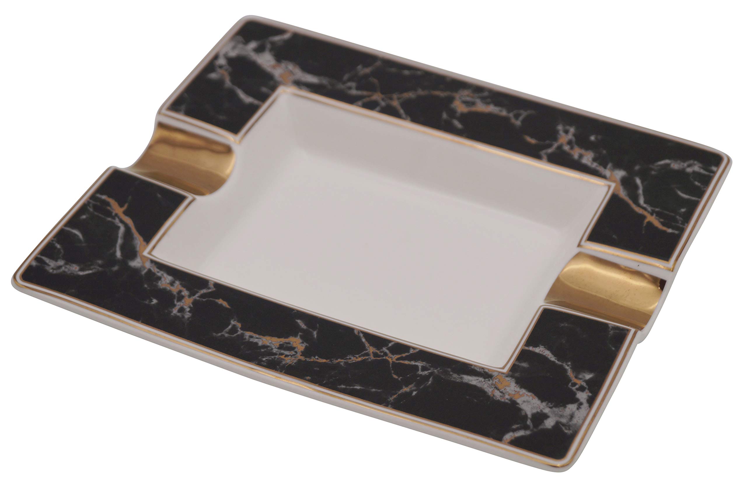 GERMANUS Cigar ashtray made of real porcelain – Marble Nero