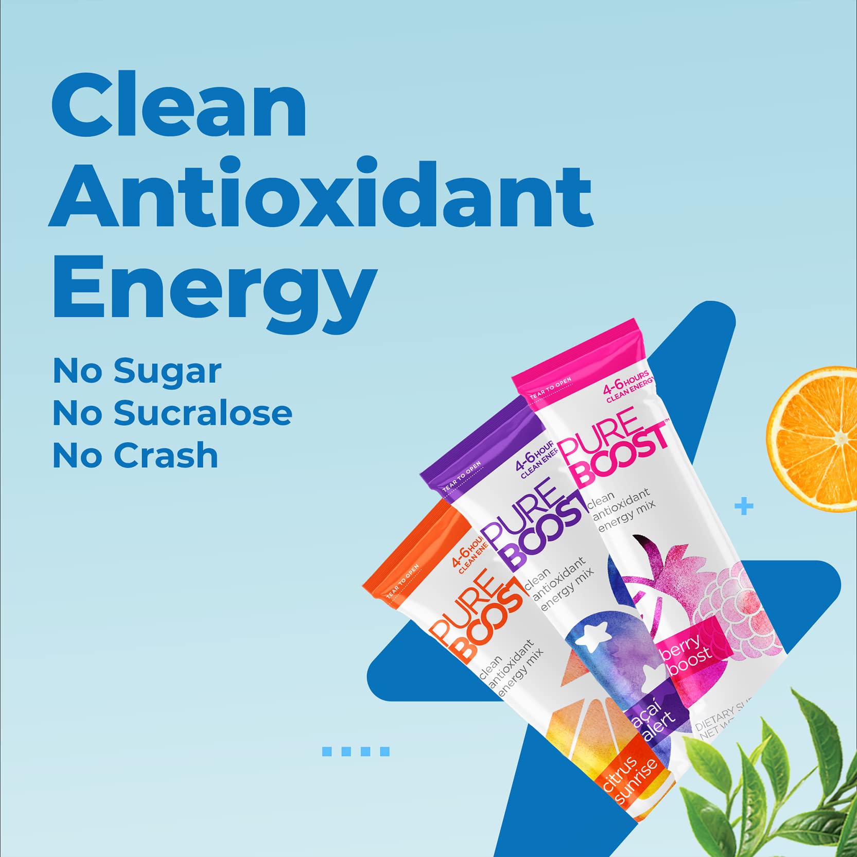 Pureboost Clean Energy and Superfoods Bundle. 60 Stick Packs Boosted with B12, Vitamin C and More. Fruity Combo Pack + Superfoods Combo Pack which Includes 7 Organic Superfoods + Apple Cider Vinegar