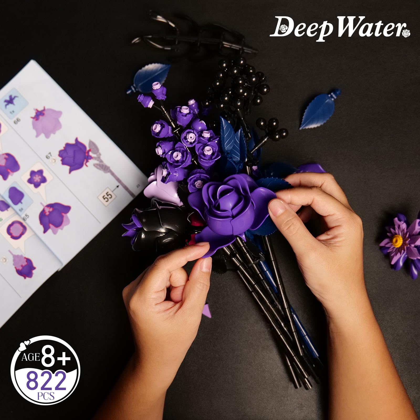 Ideas Halloween Blumen Rosen Spielzeug Klemmbausteine Bausteinen，Kompatibel Mit Lego Flowers Geschenk für Erwachsene Frauen Mädchen Home Deko für Geburtstag, Muttertag, Weihnachten 8-16+（822PSC） 7