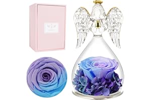 Miofula Preserved Roses Birthday Gifts for Women, Preserved Flowers Glass Angel Figurines Gifts for Mom Grandma Wife,Forever 