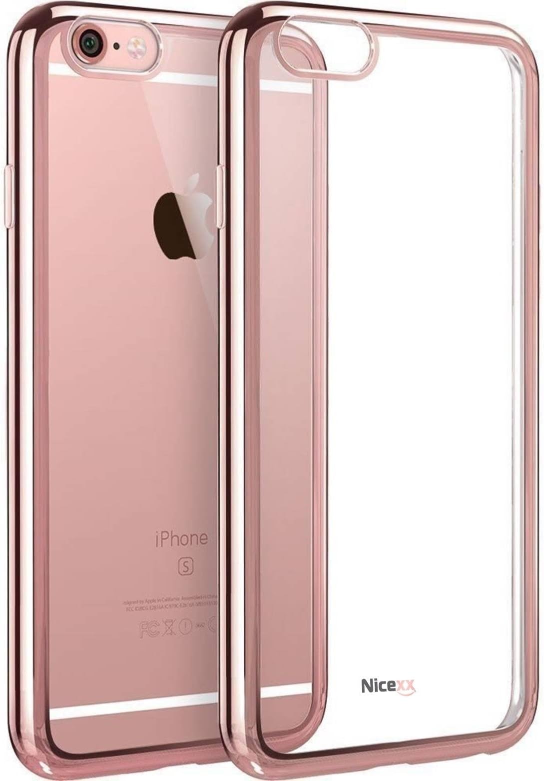 Nicexx TPU Gold Plated Frame Flexible Transparent Case for iPhone 6/ 6s - Rose Gold